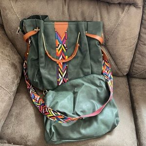 Green Purse with boho strap